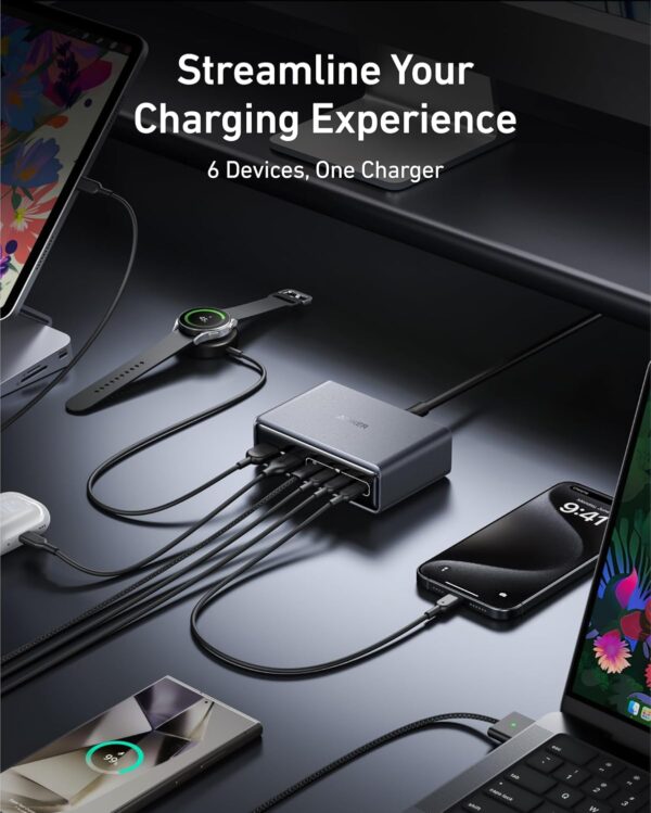 Anker Prime Charger (200W, 6 Ports, GaN) and Anker Prime Silver - Image 3