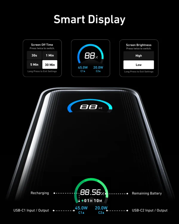 Anker Prime Power Bank (9.6K, 65W, Fusion) - Black - Image 8