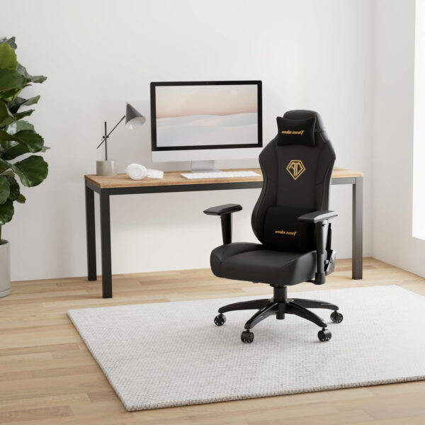 Anda Seat Phantom 3 Premium PVC Leather,Soft Head and Lumbar Pillows,Wide High-density Foam Seat - Black & Gold - Image 7