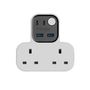 Momax 1-Charge Work Flow T-shaped Extention 2 Socket with USB  | White US17UKW