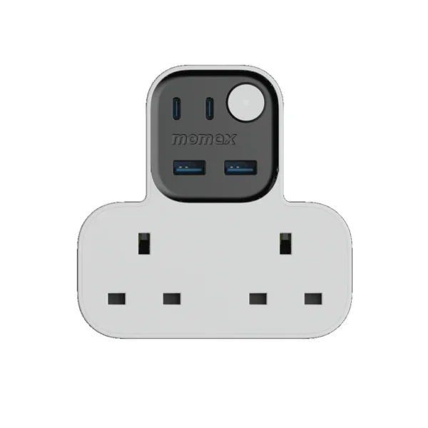 Momax 1-Charge Work Flow T-shaped Extention 2 Socket with USB  | White US17UKW