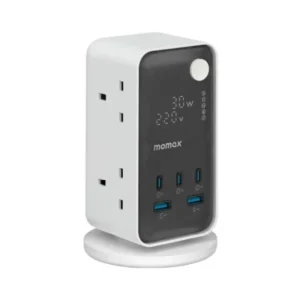Momax 1-Charge Work Flow 6-Outlet Digital Display Power Tower with USB | White US21UKW