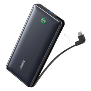 Anker Nano Power Bank 20K, 30W, Built-In USB-C Cable - Black