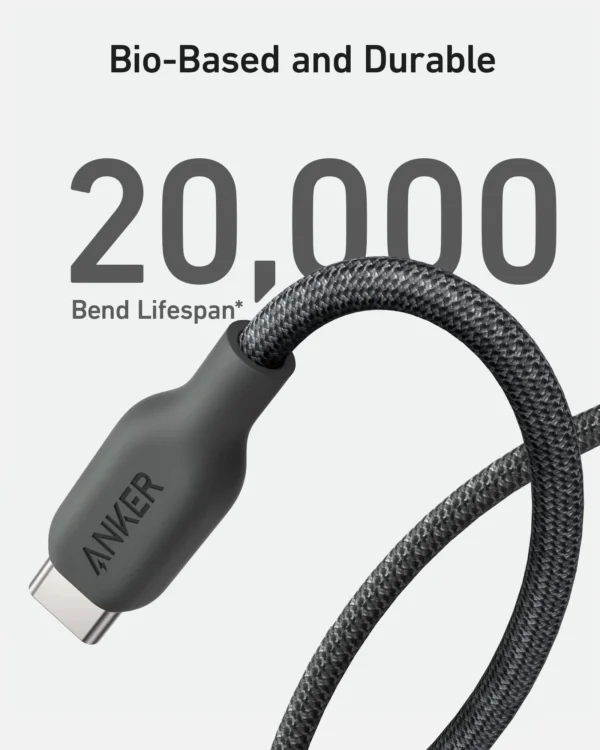 Anker USB-C to USB-C Cable (10ft/3m, 240W, Bio-Braided)  Black - Image 5