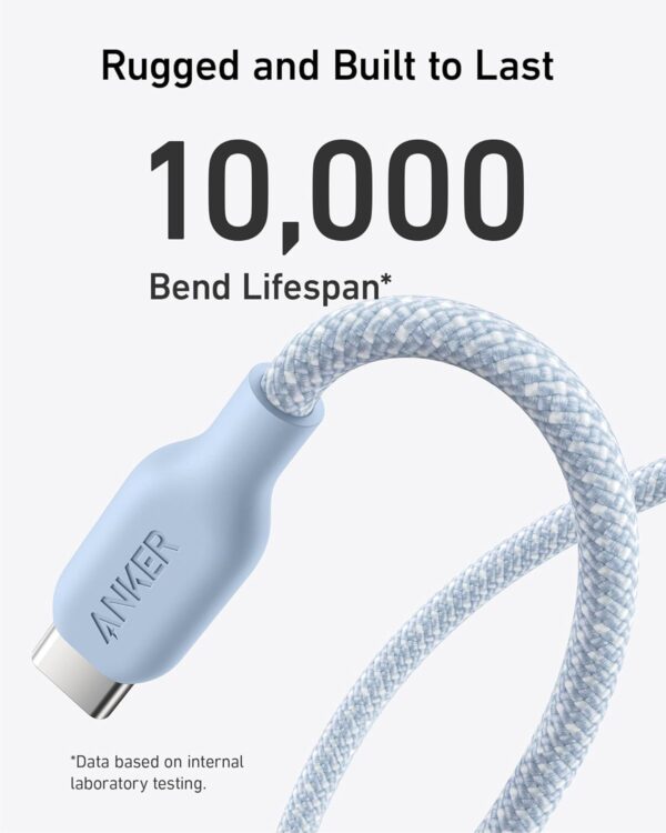 Anker USB-C to USB-C Cable (10ft/3m, 240W, Bio-Braided) Lake Blue - Image 4