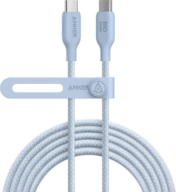 Anker USB-C to USB-C Cable (10ft/3m, 240W, Bio-Braided) Lake Blue