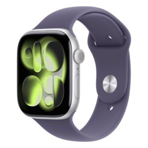 Apple Watch Series 11 GPS 46mm Silver Aluminium Case with Purple Fog Sport Band - M/L